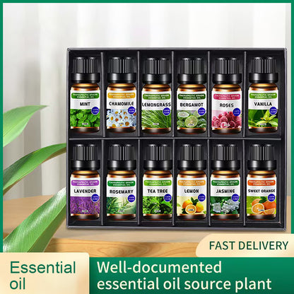 12 Pieces Essential Oil Set, Lavender, Rose, Plant Essential Oil, Air Purification Blend, Aromatherapy Gift Set