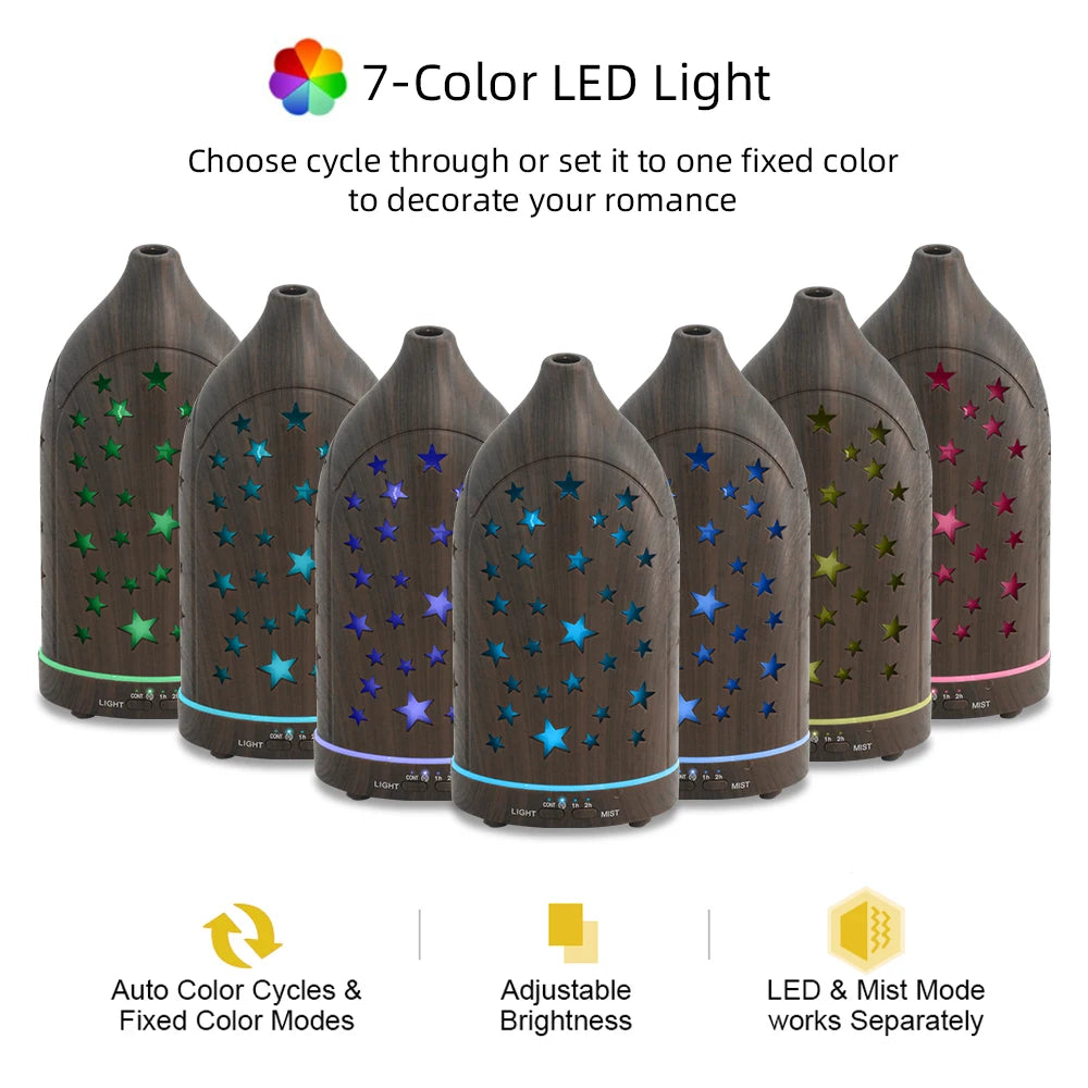 Star Hollow Diffuser Whisper Quiet Essential Oil Diffuser Changing LED Lights Safe BPAFree Stylish  2