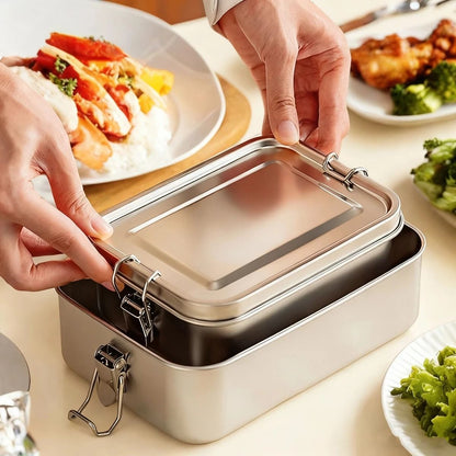 304 Stainless Steel Bento Box Portable Metal Lunch Box For Kids And Adults With Lockable Clips 3