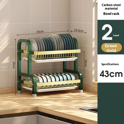 Kitchen Bowl And Chopstick Storage Rack With Drain Tray And Multifunctional Organizer 9