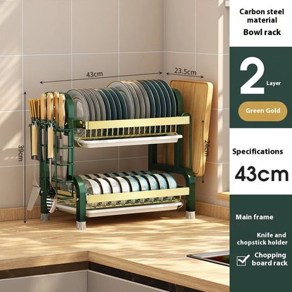 Kitchen Bowl And Chopstick Storage Rack With Drain Tray And Multifunctional Organizer 10