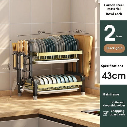 Kitchen Bowl And Chopstick Storage Rack With Drain Tray And Multifunctional Organizer 6