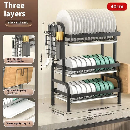 Kitchen Bowl And Chopstick Storage Rack With Drain Tray And Multifunctional Organizer 7