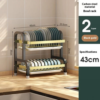 Kitchen Bowl And Chopstick Storage Rack With Drain Tray And Multifunctional Organizer 8