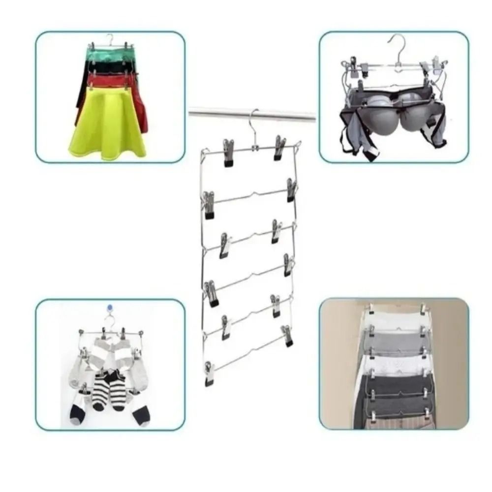Multi Functional Home Non Slip Metal Pants Rack Stainless Steel Hanger Storage Skirt Rack 3