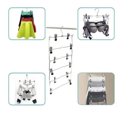 Multi Functional Home Non Slip Metal Pants Rack Stainless Steel Hanger Storage Skirt Rack 3