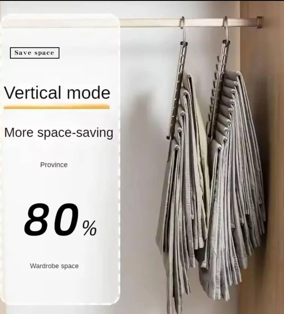 Folding Multi Layer Stainless Steel Pants Hanger Space Saving Clothes Organizer For Wardrobe 1