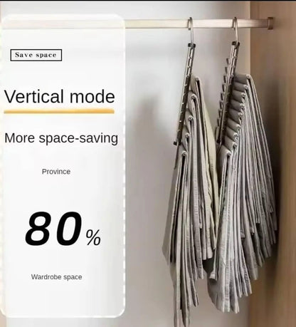 Folding Multi Layer Stainless Steel Pants Hanger Space Saving Clothes Organizer For Wardrobe 1
