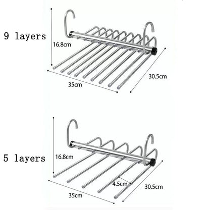 Folding Multi Layer Stainless Steel Pants Hanger Space Saving Clothes Organizer For Wardrobe 4