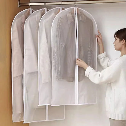 5pcs Transparent Clothes Dust Cover Waterproof Moisture Resistant Dustproof Breathable Hanging Stor 2
