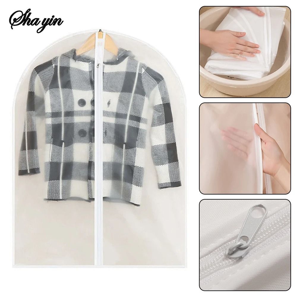 5pcs Transparent Clothes Dust Cover Waterproof Moisture Resistant Dustproof Breathable Hanging Stor 5