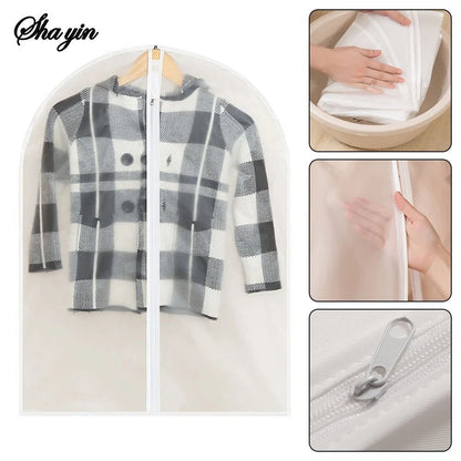 5pcs Transparent Clothes Dust Cover Waterproof Moisture Resistant Dustproof Breathable Hanging Stor 5