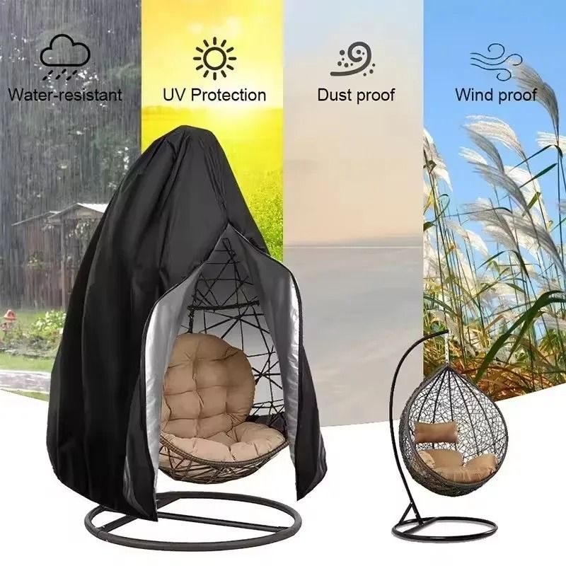 Waterproof Patio Hanging Egg Chair Cover 210D Heavy Duty Single And Double Seat Cocoon Swing Chair  1