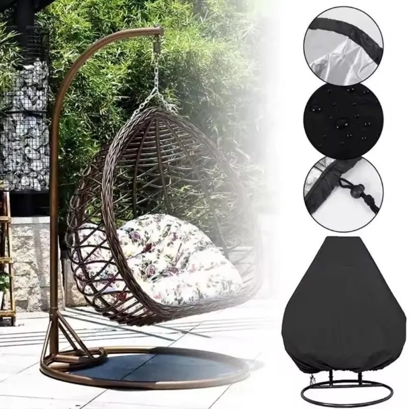 Waterproof Patio Hanging Egg Chair Cover 210D Heavy Duty Single And Double Seat Cocoon Swing Chair  2