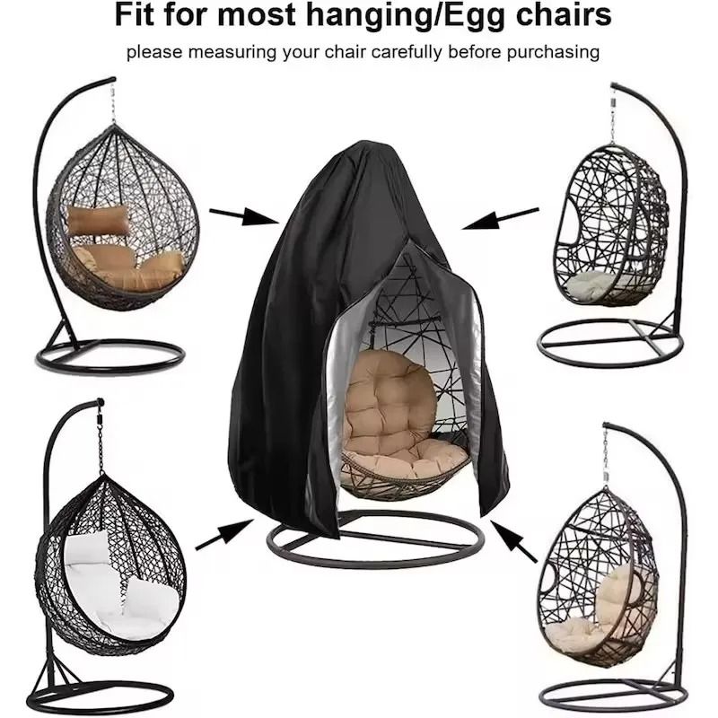 Waterproof Patio Hanging Egg Chair Cover 210D Heavy Duty Single And Double Seat Cocoon Swing Chair  4
