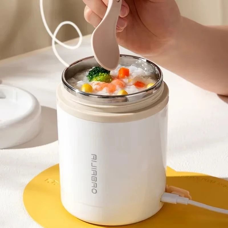USB Electric Heating Lunch Box 600ml Stainless Steel Food Warmer Portable Food Container 1