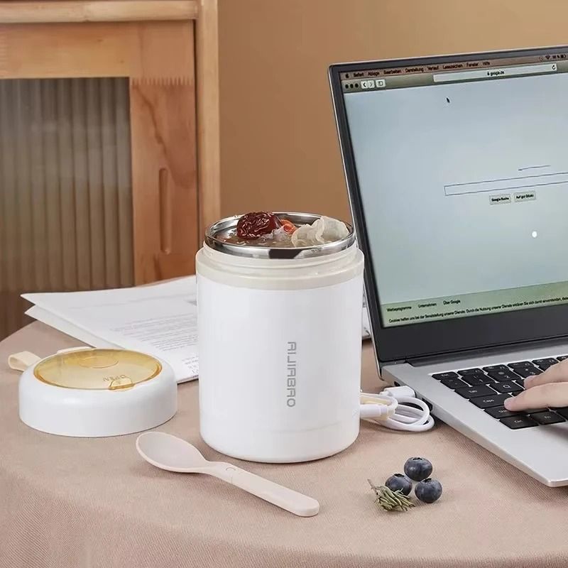 USB Electric Heating Lunch Box 600ml Stainless Steel Food Warmer Portable Food Container 5