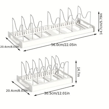 Foldable Kitchen Pot Lid Organizer Rack Adjustable Storage Shelf For Cookware And Utensils 2