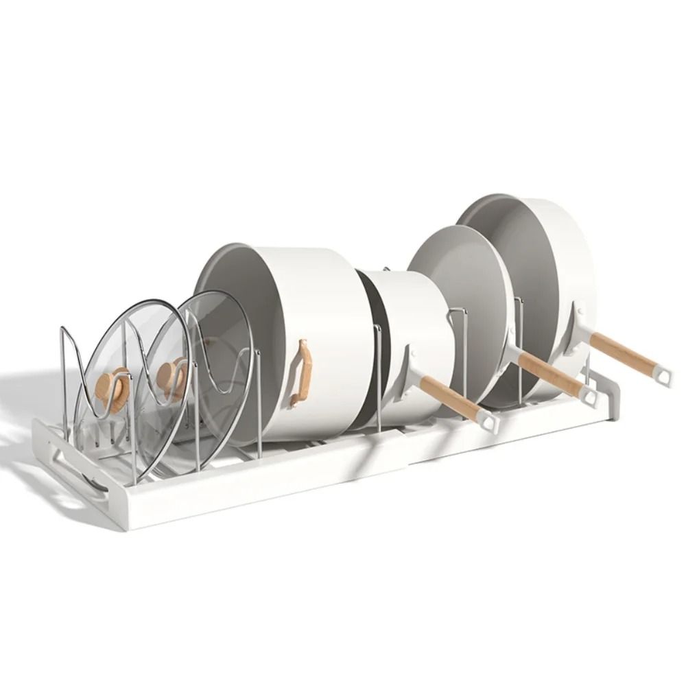 Foldable Kitchen Pot Lid Organizer Rack Adjustable Storage Shelf For Cookware And Utensils 5