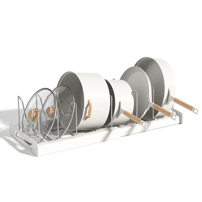 Foldable Kitchen Pot Lid Organizer Rack Adjustable Storage Shelf For Cookware And Utensils 5