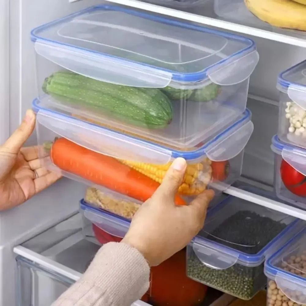 Plastic Refrigerator Food Storage Box With Lid Airtight Container For Kitchen Organization 3