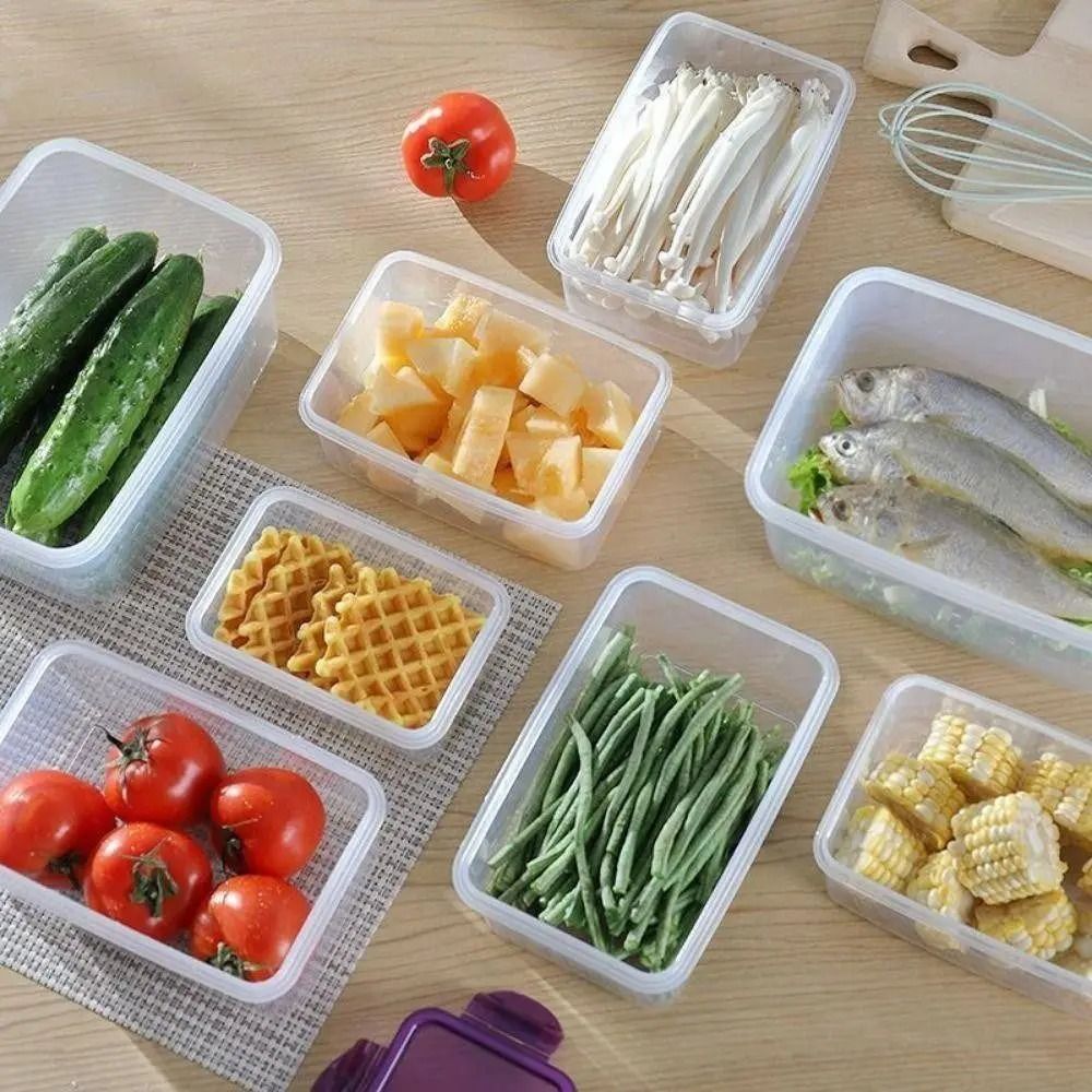 Plastic Refrigerator Food Storage Box With Lid Airtight Container For Kitchen Organization 4