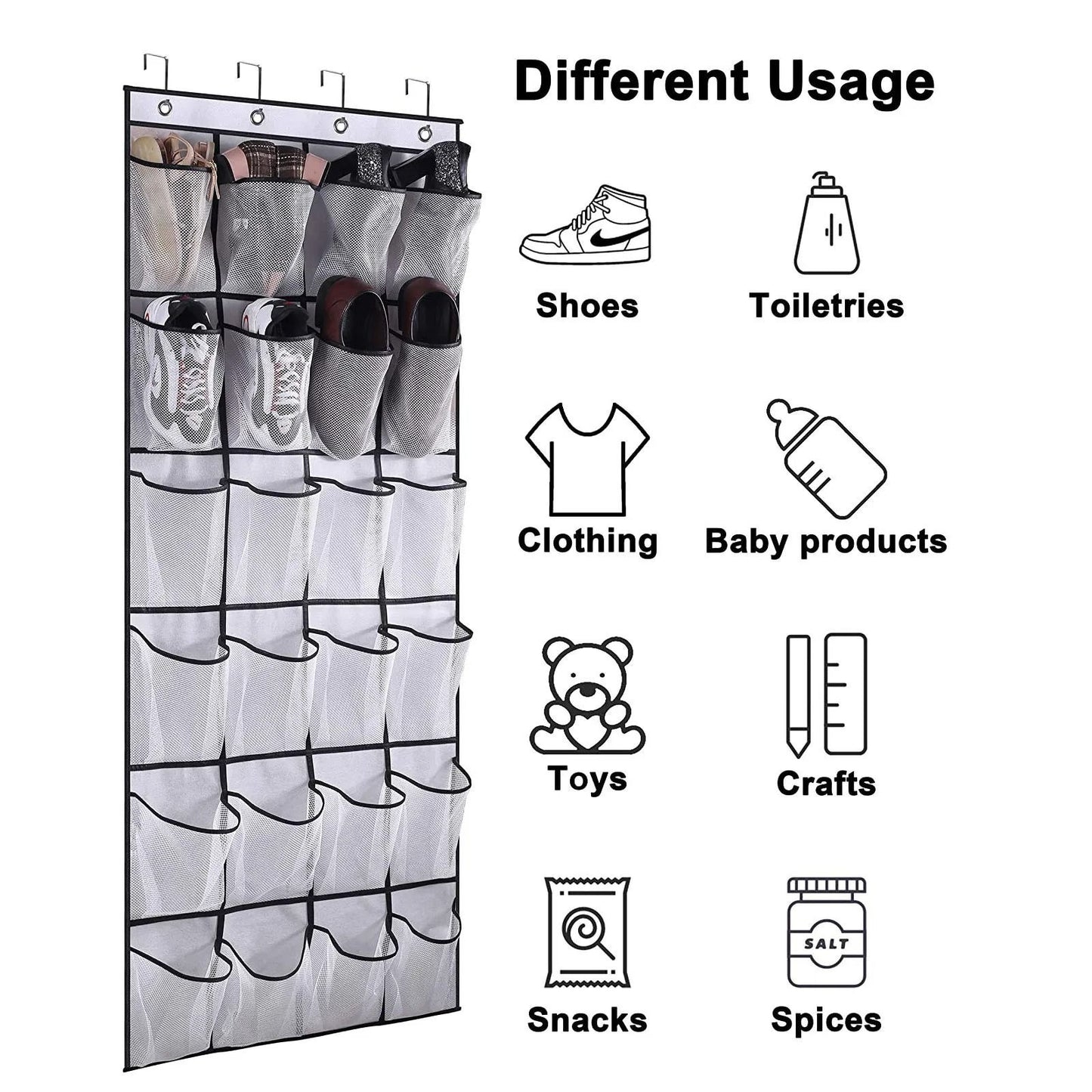 Wall Mounted 24 Pocket Door Organizer for Shoes and Accessories