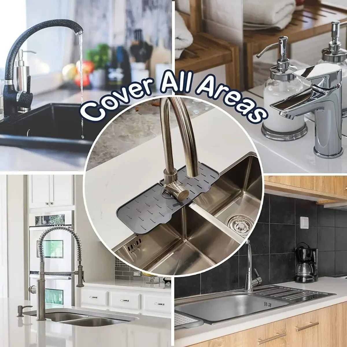Silicone Faucet Absorbent Pad Shelf Sink Splash Catcher Mat 5
