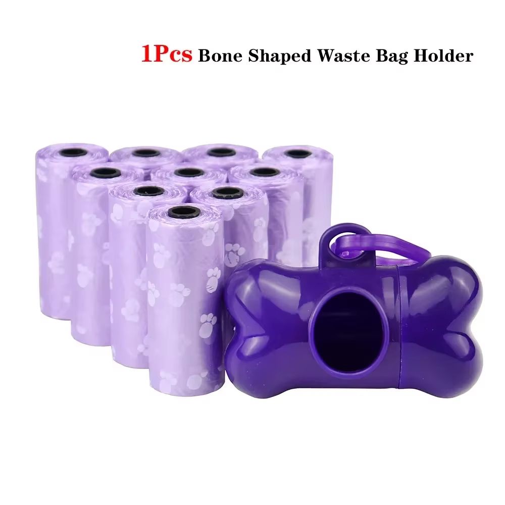SolidColor Printed Pet Poop Bags  Portable Dog Walking Waste  HouseUse Bags 10