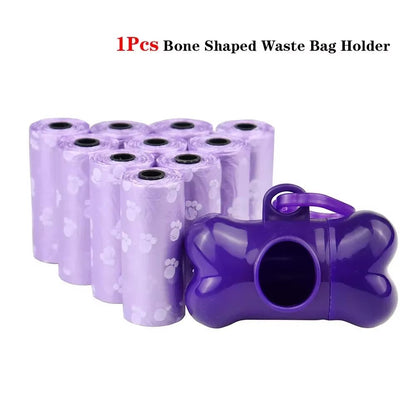 SolidColor Printed Pet Poop Bags  Portable Dog Walking Waste  HouseUse Bags 10