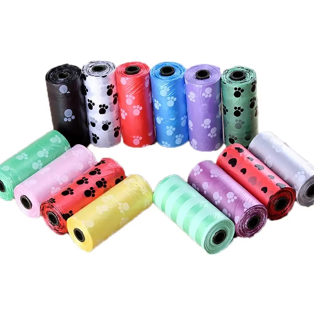 SolidColor Printed Pet Poop Bags  Portable Dog Walking Waste  HouseUse Bags 12