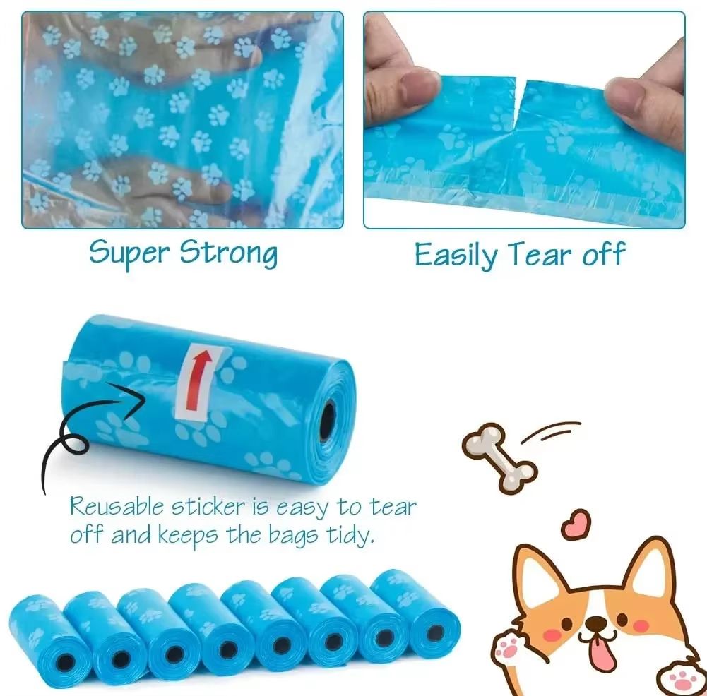 SolidColor Printed Pet Poop Bags  Portable Dog Walking Waste  HouseUse Bags 4