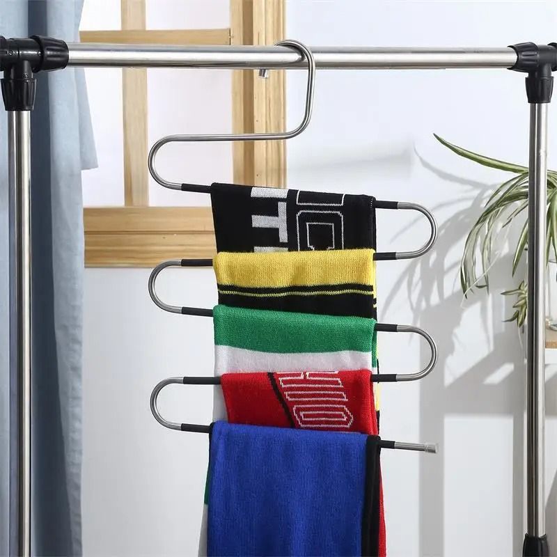 Stainless Steel SShaped MultiLayer Pants Rack SpaceSaving Wardrobe Organizer 3