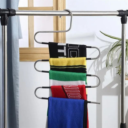 Stainless Steel SShaped MultiLayer Pants Rack SpaceSaving Wardrobe Organizer 3