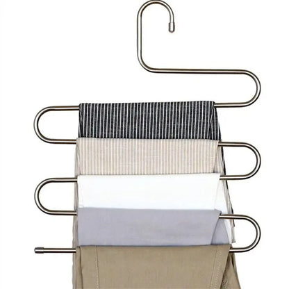 Stainless Steel SShaped MultiLayer Pants Rack SpaceSaving Wardrobe Organizer 6