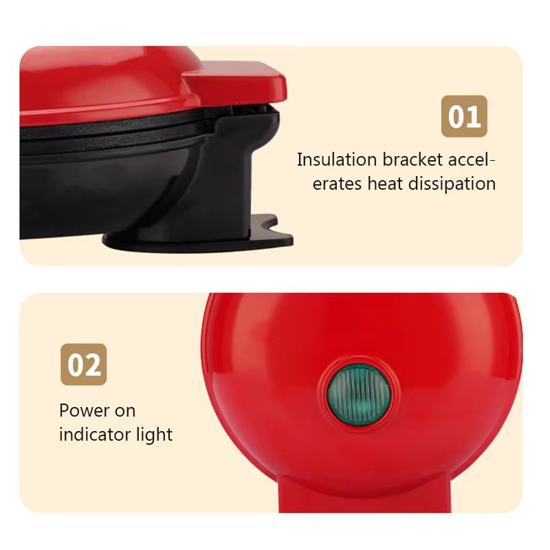 Mini DoubleSided Electric Waffle Maker  RapidHeat Dessert  Breakfast Machine 4