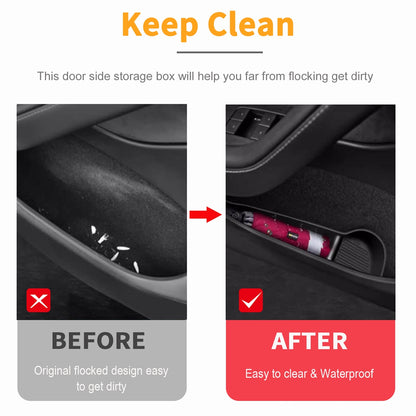 Front And Rear Door Storage Organizer Tesla Model Y Juniper Handle Box Travel Accessories 2