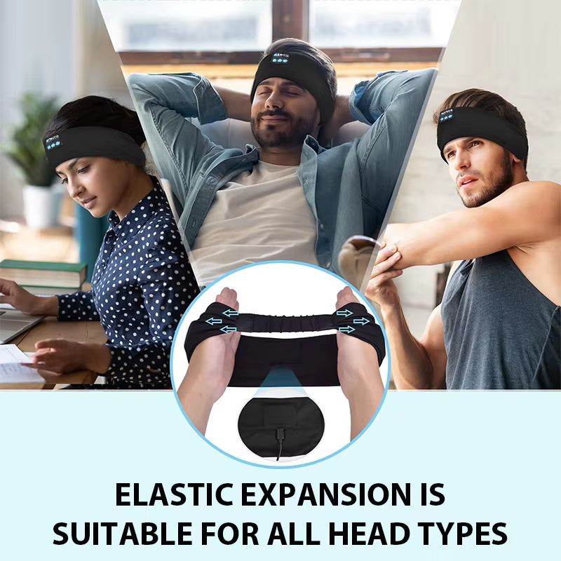 Wireless Bluetooth Sports Headband Headphones  Soft Elastic SweatResistant For Running Yoga  Sleep 4