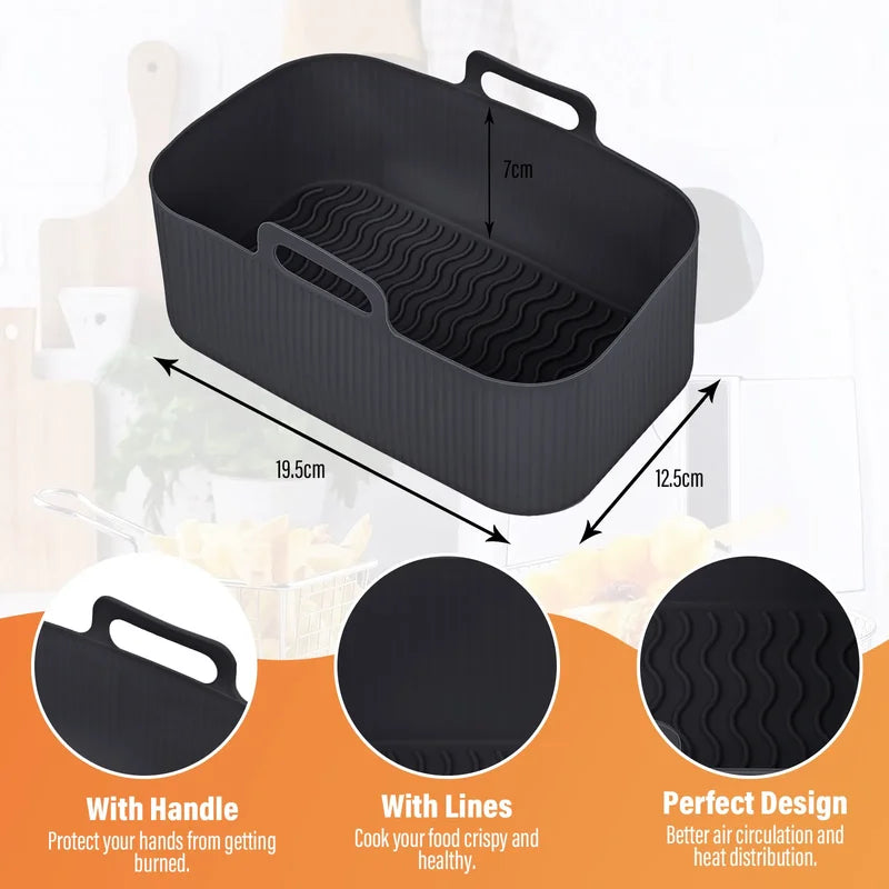 Air Fryer Silicone Tray Reusable Rectangle Oven Basket Baking Liner Insert Dish For Fried Chicken A 1