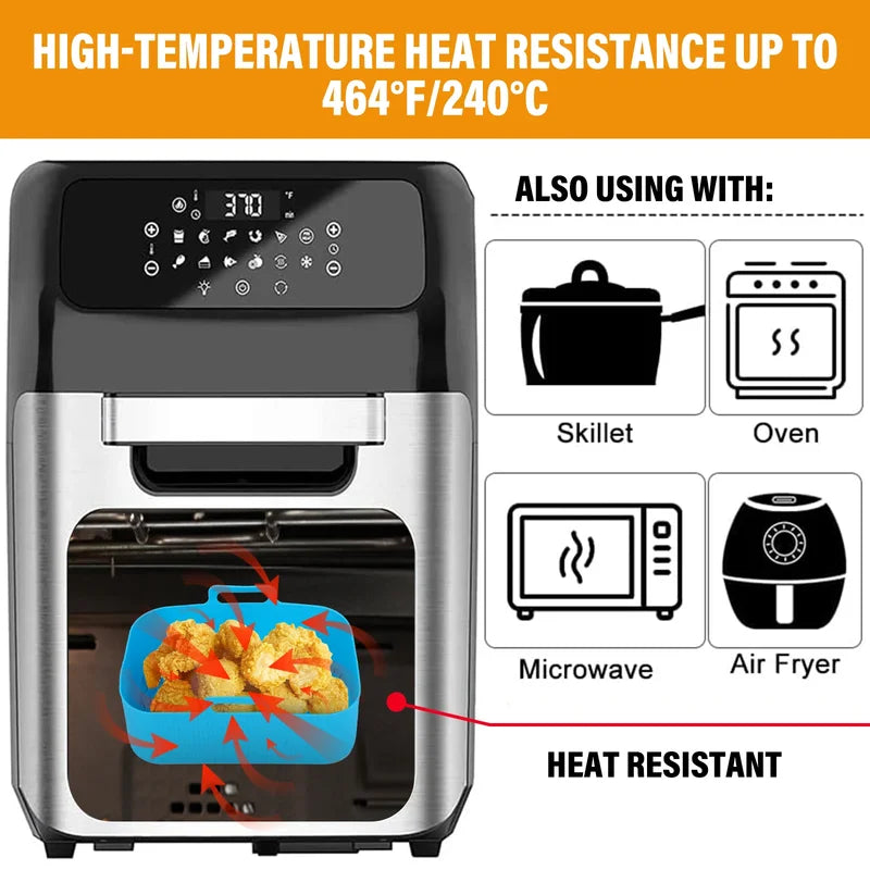 Air Fryer Silicone Tray Reusable Rectangle Oven Basket Baking Liner Insert Dish For Fried Chicken A 2