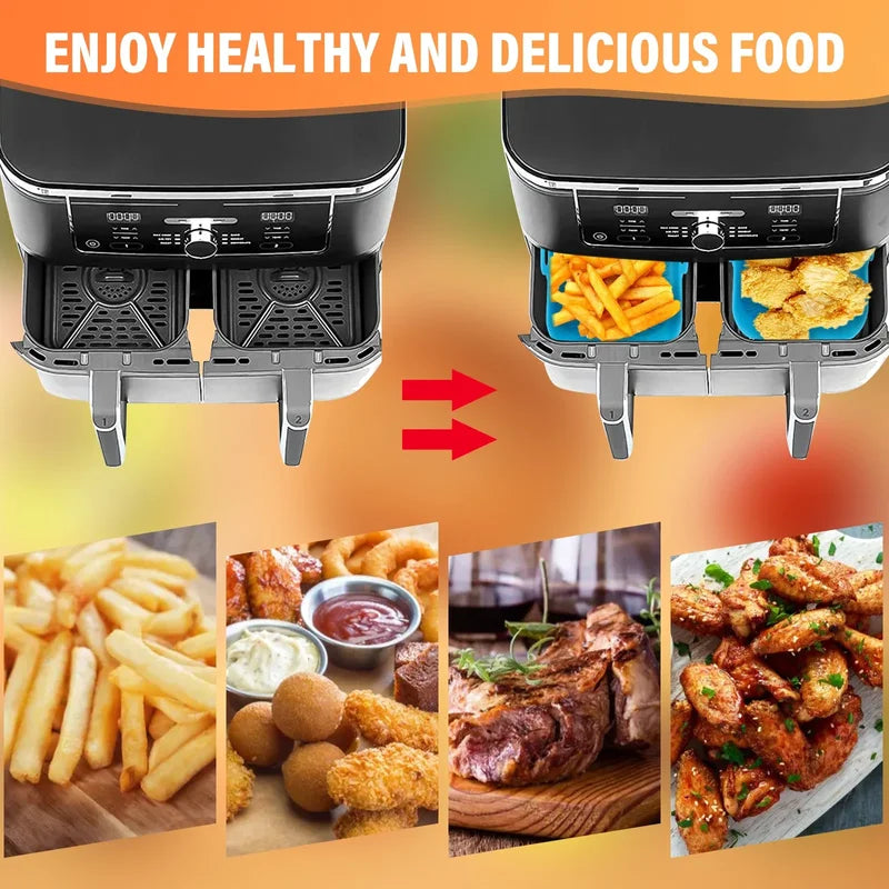 Air Fryer Silicone Tray Reusable Rectangle Oven Basket Baking Liner Insert Dish For Fried Chicken A 3
