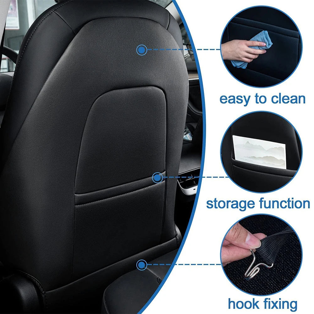 Leather Car Seat Back Protector for Tesla Y, Anti Kick Mat, Full Seat Cover Anti Scratch Pad, Premium Car Interior