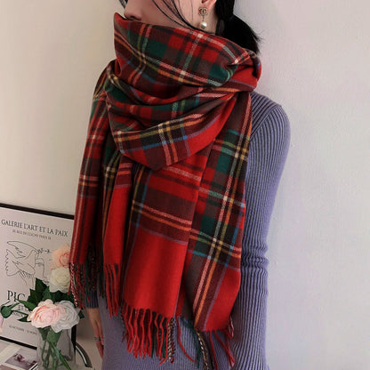 Warm Plaid Long Wrap Shawl for Women, Soft Scottish Style Tartan Scarf, Perfect Gift for Mom, Wife, or Girlfriend