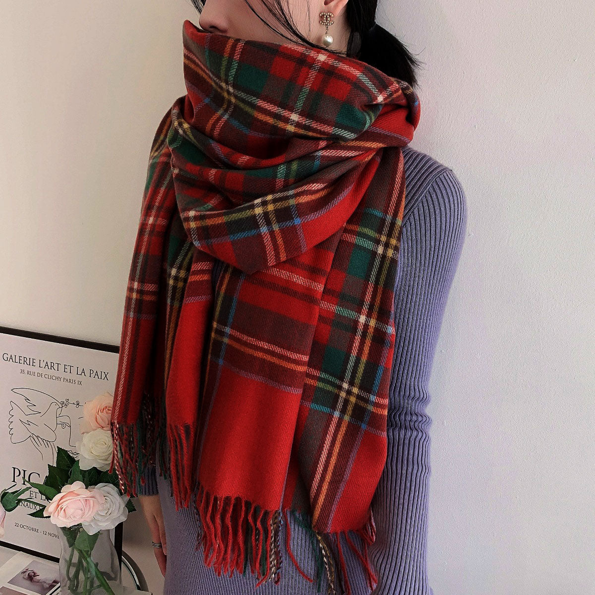 Warm Plaid Long Wrap Shawl For Women Soft Scottish Style Tartan Scarf Perfect Gift For Mom Wife Or  4