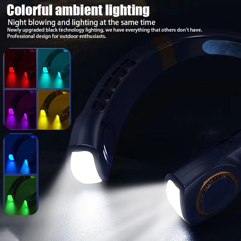 Portable Hanging Neck Fan With LED Digital Display  USB Rechargeable Bladeless Air Cooler 3