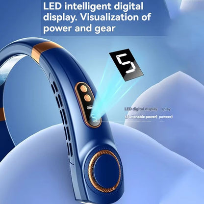 Portable Hanging Neck Fan With LED Digital Display  USB Rechargeable Bladeless Air Cooler 4