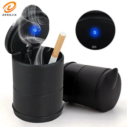 Portable Car Ashtray with LED Light, High Temperature Resistant Car Stall Ashtray with Cover, Creative Design