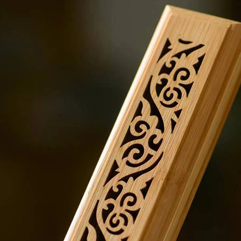 Natural Bamboo Incense Burner With Laying Plate Aromatherapy Wooden Box For Incense Storage And Bur 2