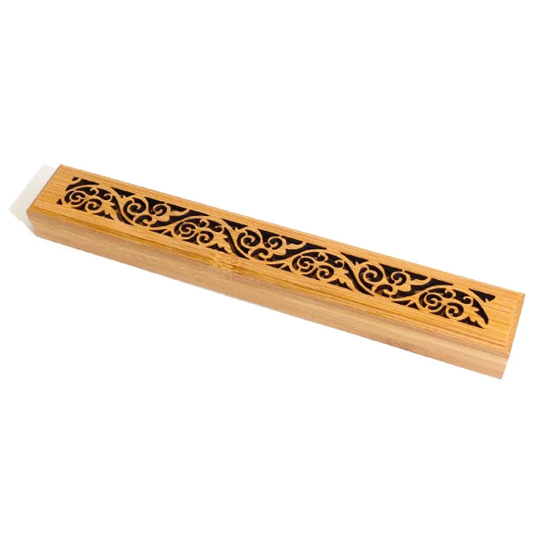 Natural Bamboo Incense Burner With Laying Plate Aromatherapy Wooden Box For Incense Storage And Bur 5
