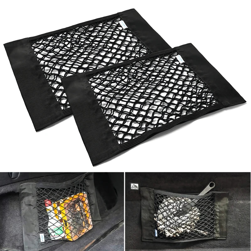 Elastic Car Seat Trunk Net Rear Storage Box Organizer Magic Sticker Auto Interior Gadget 5